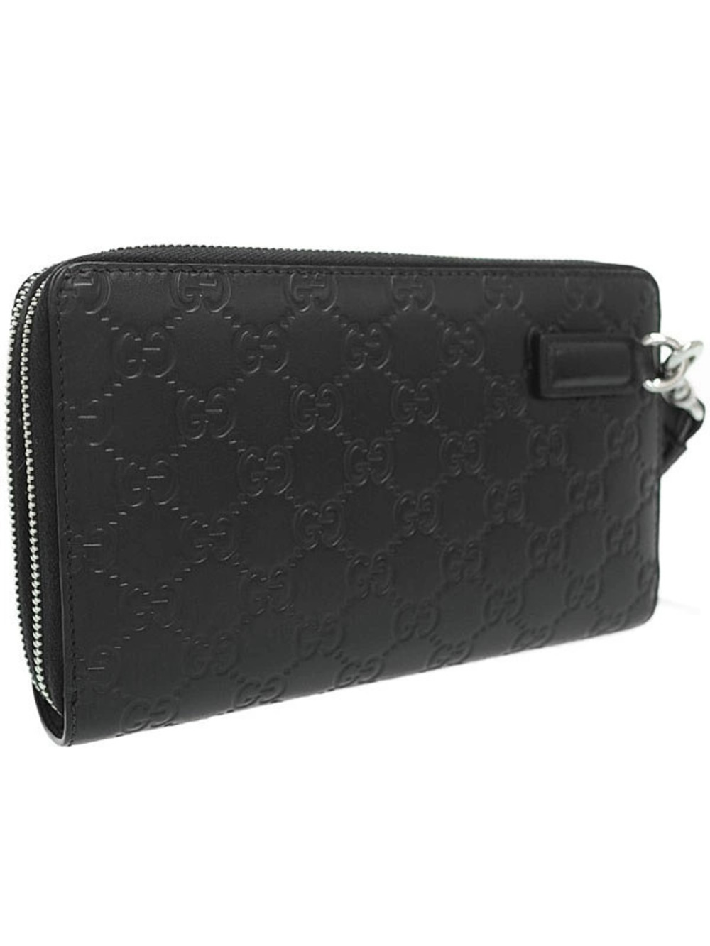 Gucci Zipper Wallet Long ssima Round Zip Black